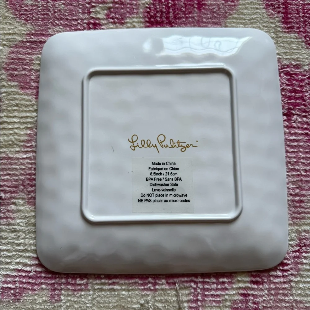 NWOB Lilly Pulitzer Set of 4 Square Melamine Plates Boatylicious Sway With Me